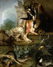 Luontoaiheinen asetelma spanielin kanssa, joka metsästää ankkoja - Jean-Baptiste Oudry — näkymä teoksesta