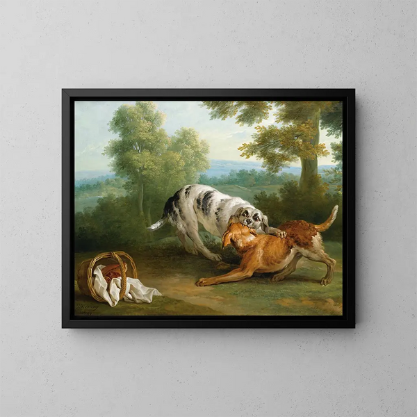 Le chien apportant son dîner à son maître - Jean-Baptiste Oudry — kehystetty taideteos seinällä