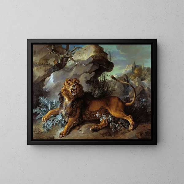 Le Lion et la Mouche - Jean-Baptiste Oudry — kehystetty taideteos seinällä