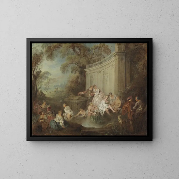 Yhtiön kylpyamme puistossa - Jean-Baptiste Pater — kehystetty taideteos seinällä