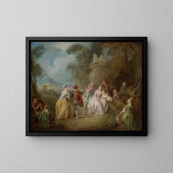 Hovinäkymä puistossa - Jean-Baptiste Pater — kehystetty taideteos seinällä