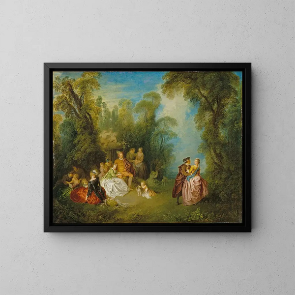 Fête galante près d'une fontaine - Jean-Baptiste Pater — kehystetty taideteos seinällä