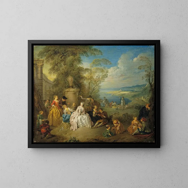 Fête galante dans un paysage côtier - Jean-Baptiste Pater — kehystetty taideteos seinällä