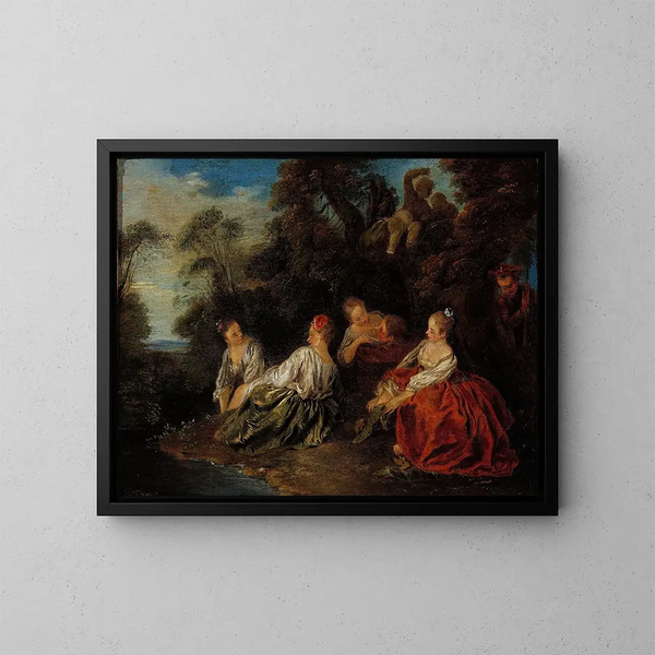 Les Plaisirs du bain - Jean-Baptiste Pater — kehystetty taideteos seinällä