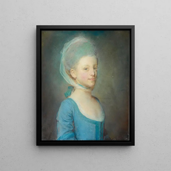 JeanBaptiste Perronneau - Portrait Of A Young Woman Wearing A Kerchief Of Striped Gaze.webp