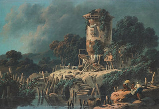 JeanBaptiste Pillement - La Vielle Tour Pastoral Landscape.webp
