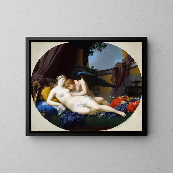 Cupidon ja Psykhe - Jean-Baptiste Regnault — kehystetty taideteos seinällä