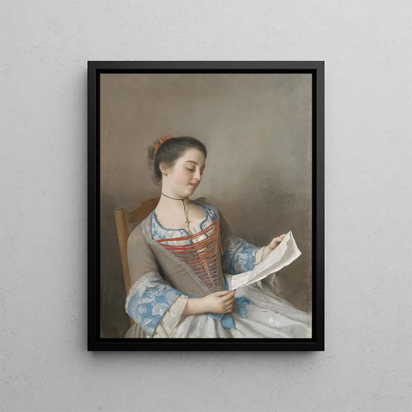 The Artist's Niece Marianne Lavergne Known as La Liseuse - Jean-Étienne Liotard — kehystetty taideteos seinällä