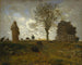 Maisema- syksyisestä maisemasta, jossa on hanhiparvi - Jean-François Millet — näkymä teoksesta