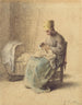 Maalaistyttö valvoo lastaan - Jean-François Millet — näkymä teoksesta