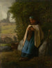 Bergère istuu kallion päällä - Jean-François Millet — näkymä teoksesta