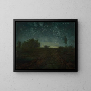 Yön tähtitaivas - Jean-François Millet — kehystetty taideteos seinällä
