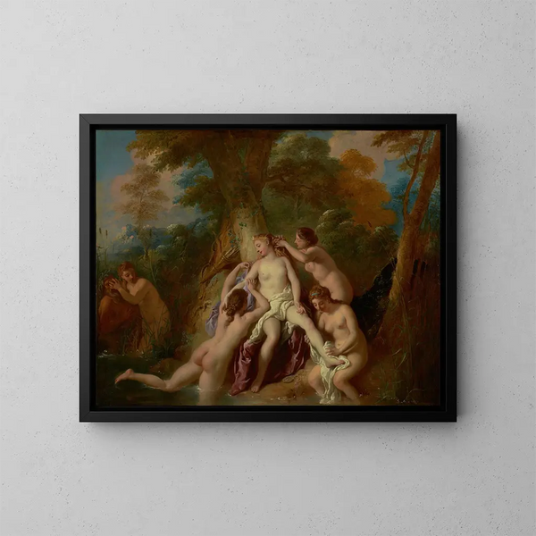 Diane et ses nymphes au bain - Jean-François de Troy — kehystetty taideteos seinällä