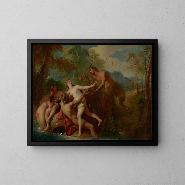 Pan et Syrinx - Jean-François de Troy — kehystetty taideteos seinällä