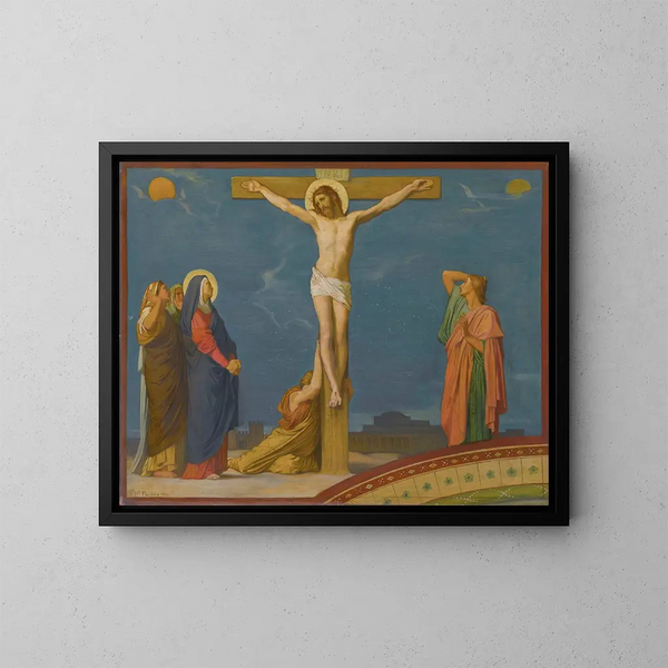 Jeesus Kristuksen kuolemasta Golgatalla - Jean-Hippolyte Flandrin — kehystetty taideteos seinällä