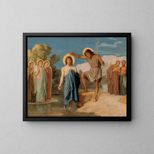Le baptême du Christ - Jean-Hippolyte Flandrin — kehystetty taideteos seinällä