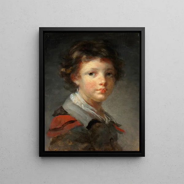 Poika punaisella vuoratussa takissa - Jean-Honoré Fragonard — kehystetty taideteos seinällä