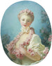 Nuori blondi nainen, jolla on ruusukimppu kaulassaan - Jean-Honoré Fragonard — näkymä teoksesta