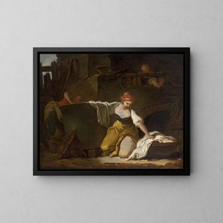 Nuoret lavandineerit - Jean-Honoré Fragonard — kehystetty taideteos seinällä