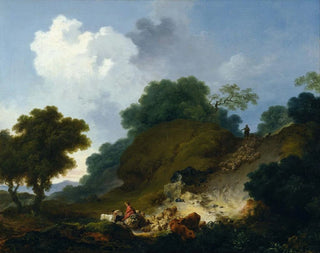 Maisema paimenilla ja lammaslaumulla - Jean-Honoré Fragonard — näkymä teoksesta
