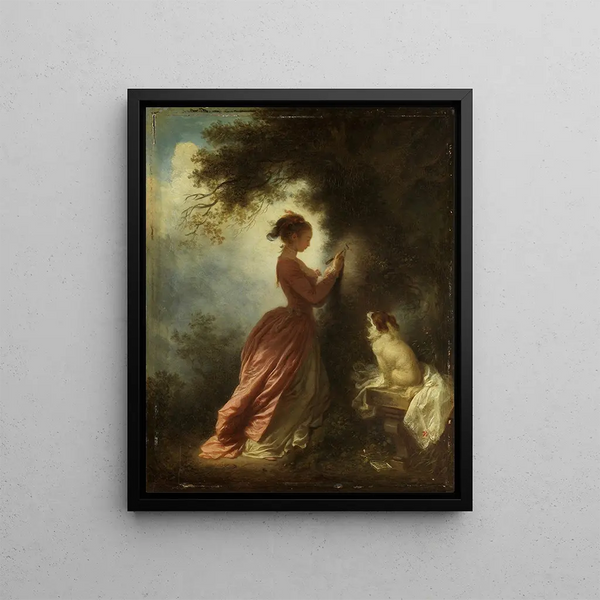 Le Chiffre d'amour The Souvenir - Jean-Honoré Fragonard — kehystetty taideteos seinällä