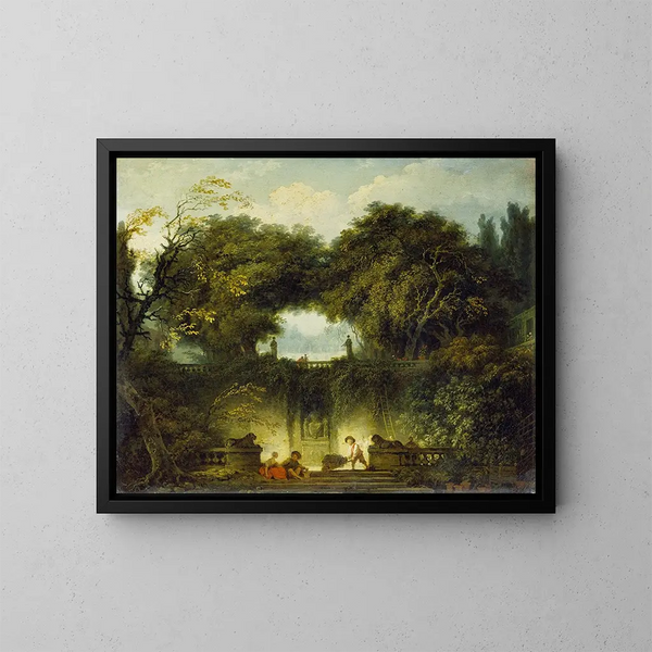 Le petit parc - Jean-Honoré Fragonard — kehystetty taideteos seinällä