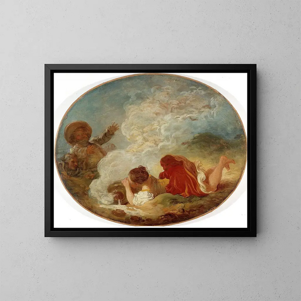 Perrette et le pot de lait - Jean-Honoré Fragonard — kehystetty taideteos seinällä