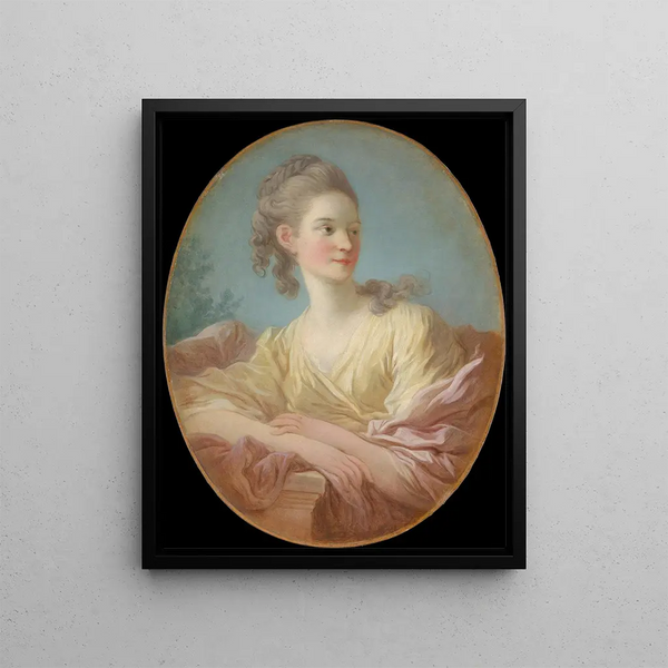 Portrait d'une jeune femme - Jean-Honoré Fragonard — kehystetty taideteos seinällä