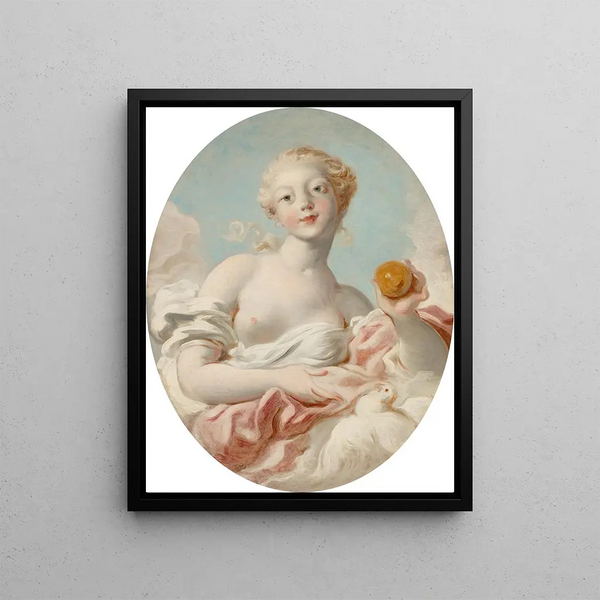 Portrait nimeltä Mademoiselle Marie-Catherine Colombe en Vénus - Jean-Honoré Fragonard — kehystetty taideteos seinällä