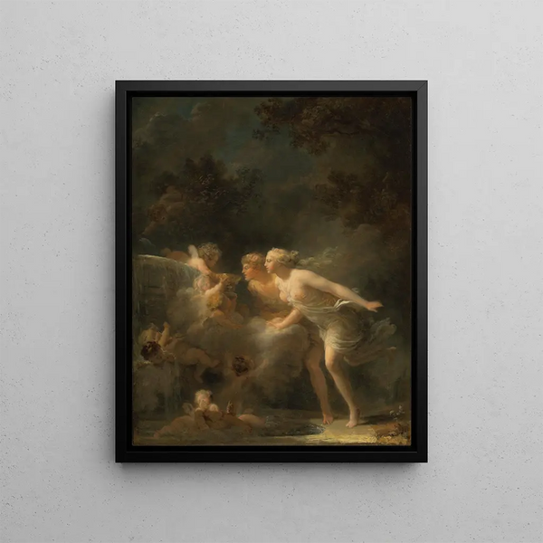 La Fontaine de l'amour - Jean-Honoré Fragonard — kehystetty taideteos seinällä