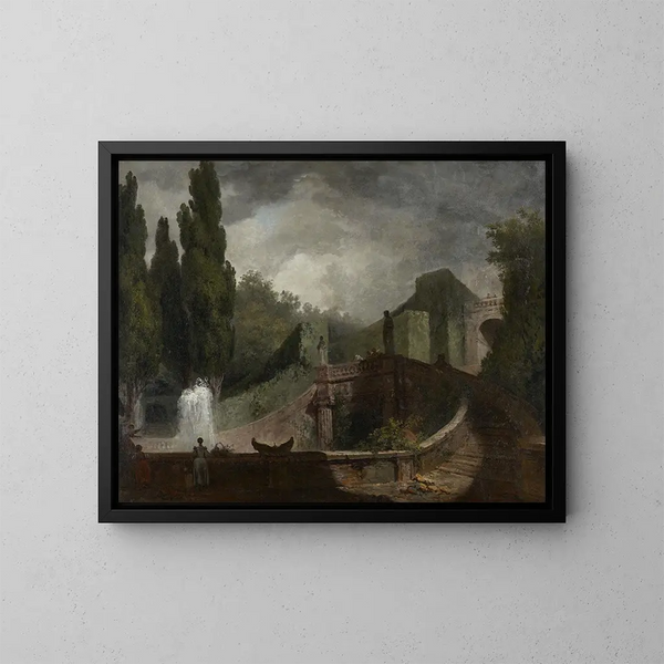 L L' escalier monumentaalinen Villa d'Este:ssä Tivolissa - Jean-Honoré Fragonard — kehystetty taideteos seinällä