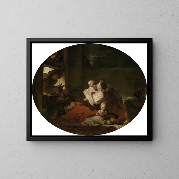 La Famille heureuse - Jean-Honoré Fragonard — kehystetty taideteos seinällä