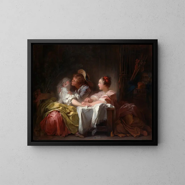 Le Baiser volé - Jean-Honoré Fragonard — kehystetty taideteos seinällä