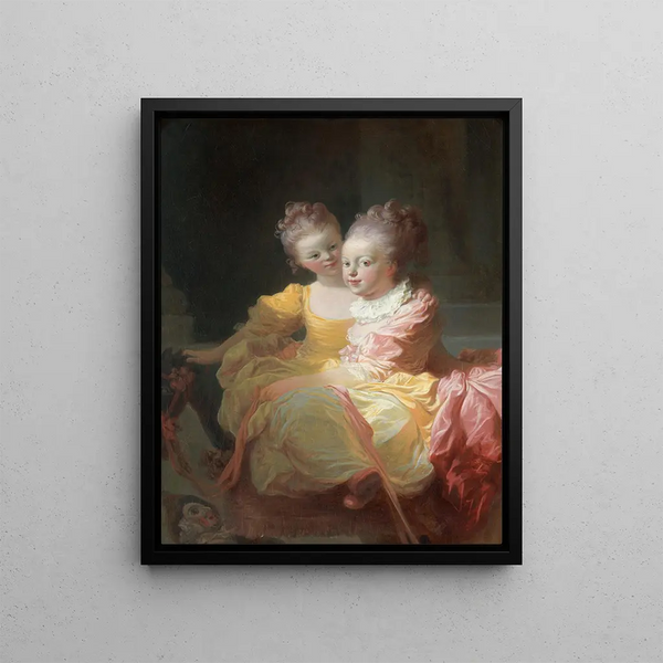 Les Deux Sœurs - Jean-Honoré Fragonard — kehystetty taideteos seinällä