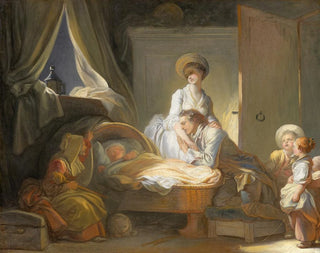 La Visite à la Crèche - Jean-Honoré Fragonard — näkymä teoksesta
