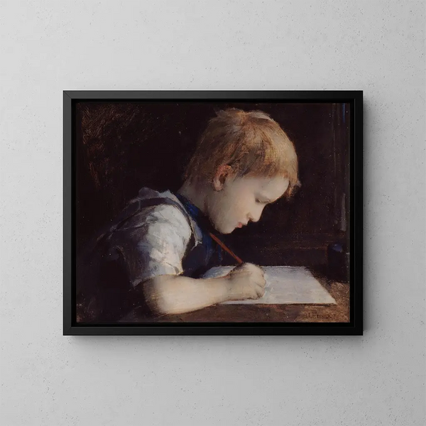 Le petit écrivain - Jean-Jacques Henner — kehystetty taideteos seinällä