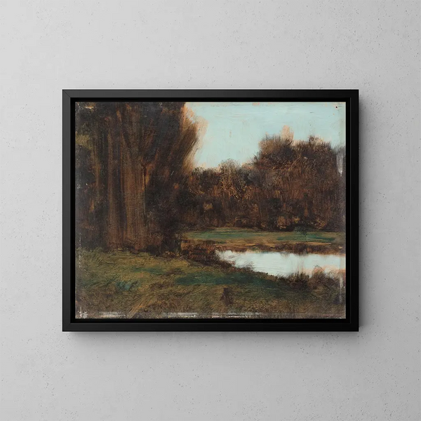 Alsacen maisemasta lammikolla - Jean-Jacques Henner — kehystetty taideteos seinällä