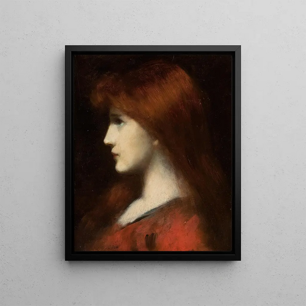 Naisruskoinen profiilissa - Jean-Jacques Henner — kehystetty taideteos seinällä