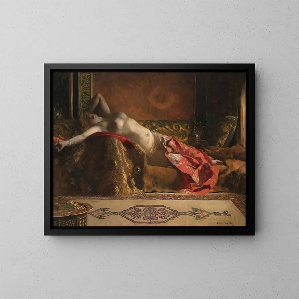 Odalisque allongée - Jean-Joseph Benjamin-Constant — kehystetty taideteos seinällä