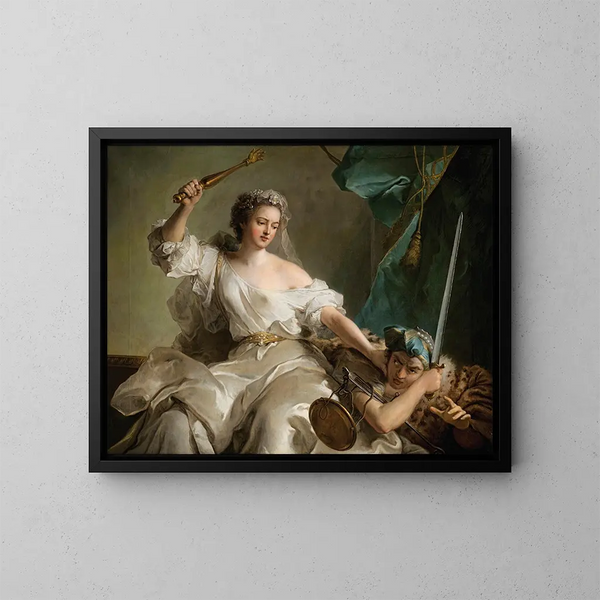 Oikeuden allegoria rankaisemassa epäoikeudenmukaisuutta 1737 - Jean-Marc Nattier — kehystetty taideteos seinällä