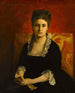 Portrait de femme en robe noire tenant un gant - Jean-Paul Laurens — näkymä teoksesta