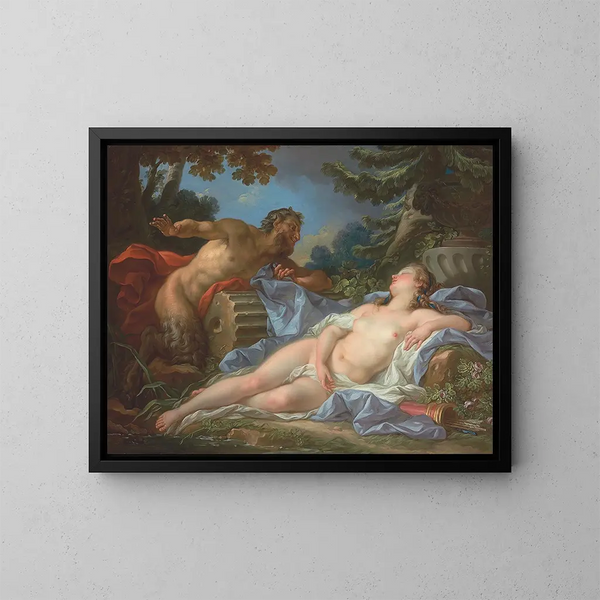 Jupiter ja Antiope - Jean-Simon Berthélemy — kehystetty taideteos seinällä