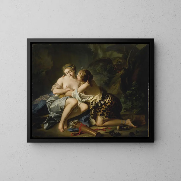 Jupiter-maalaus Dianen ja Calliston piirtäminä - Jean-Simon Berthélemy — kehystetty taideteos seinällä