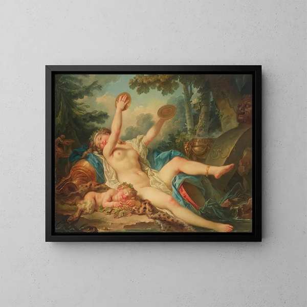 Bacchante allongée jouant des cymbales - Jean-Simon Berthélemy — kehystetty taideteos seinällä