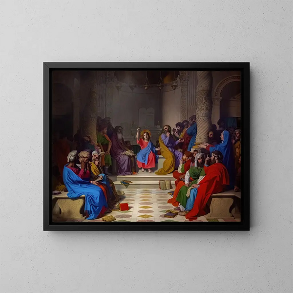 Jeesus lääkäreiden keskellä - Jean-Auguste-Dominique Ingres — kehystetty taideteos seinällä