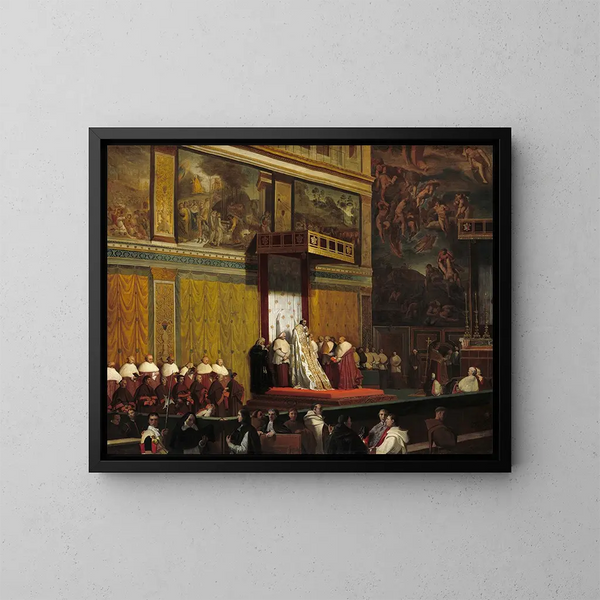 Paavi Pie VII Sixtiinisalissa - Jean-Auguste-Dominique Ingres — kehystetty taideteos seinällä