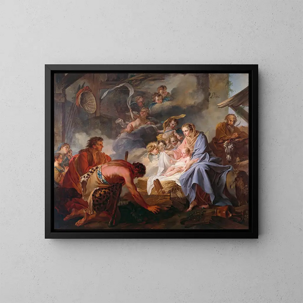 L'Adoration des bergers - Jean Baptiste Marie Pierre — kehystetty taideteos seinällä