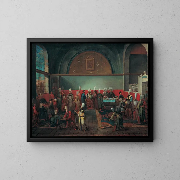 Dîner au palais en l'honneur d'un ambassadeur - Jean-Baptiste Vanmour — kehystetty taideteos seinällä