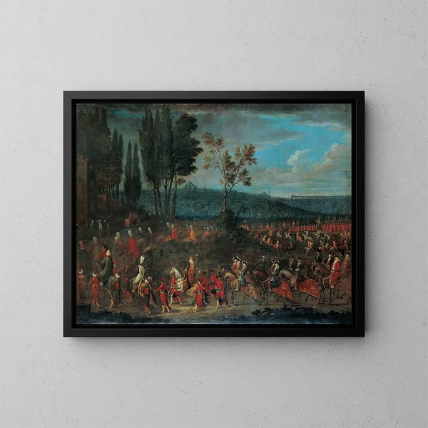 La Procession des Ambassadeurs - Jean-Baptiste Vanmour — kehystetty taideteos seinällä