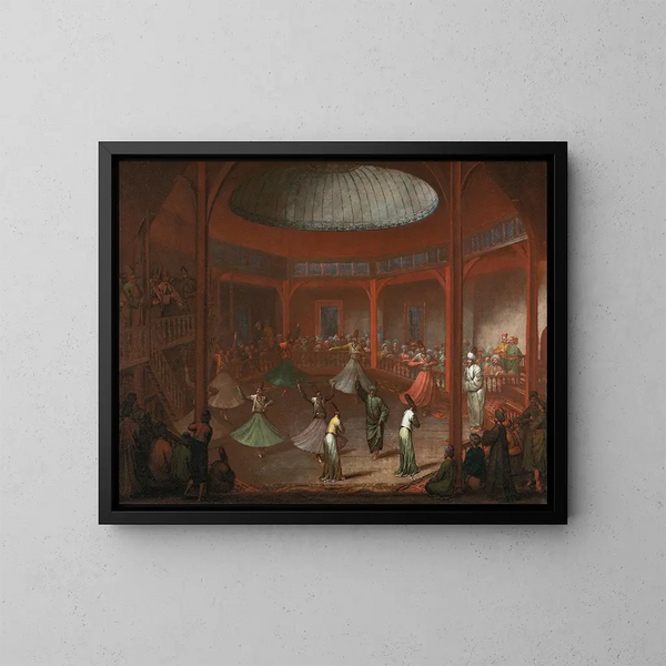 Dervishit pyörivät - Jean-Baptiste Vanmour — kehystetty taideteos seinällä